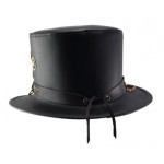 2015 FASHION STYLISH BLACK GENUINE LEATHER TOP HATS FOR MENS
